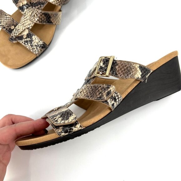 Vionic Radia Triple Strap Wedge Slide Sandals Snakeskin Snake Size‎ 9 - Picture 3 of 11